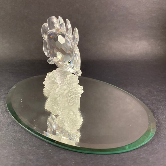 Swarovski large Crystal Butterfly Fish Figurine Clear on Reef W/ display mirror - Picture 7 of 10